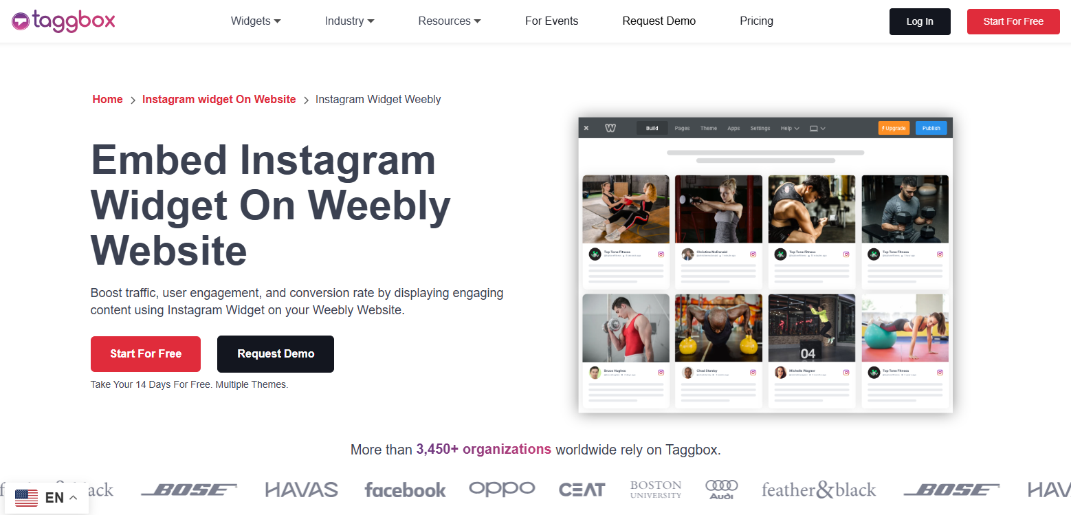 Taggbox Instagram Widget for Weebly