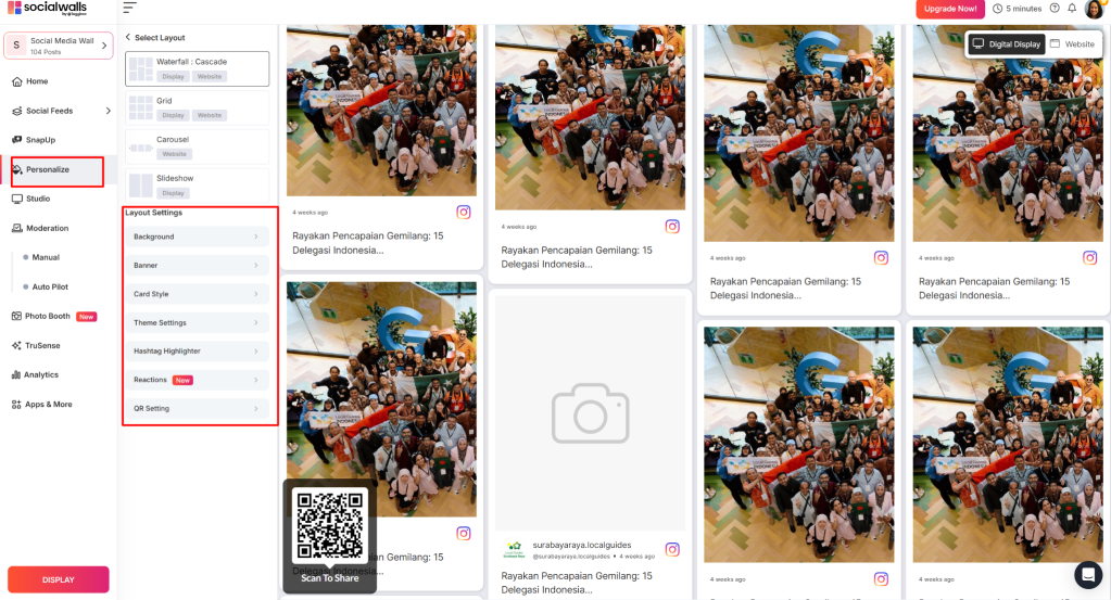Customise Social Wall